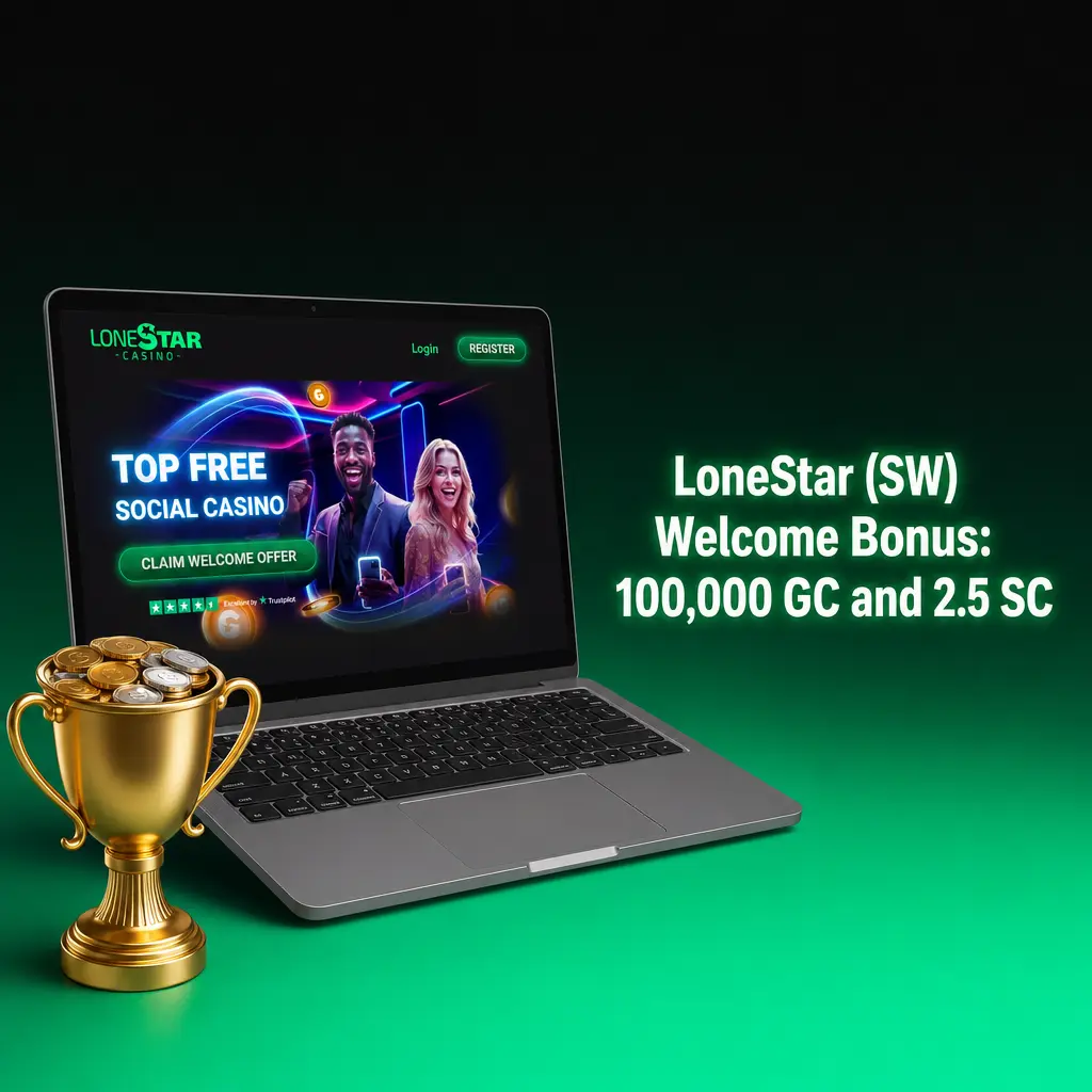 LoneStar (SW) Welcome Bonus: 100,000 GC and 2.5 SC